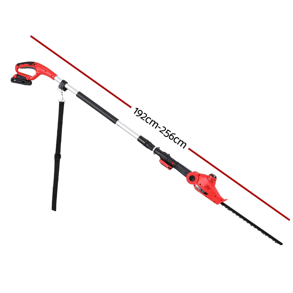 Giantz Electric Cordless Extendable Hedge Trimmer with Adjustable Head and Double-Sided Blade