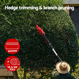 Giantz Electric Cordless Extendable Hedge Trimmer with Adjustable Head and Double-Sided Blade