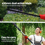 Giantz Electric Cordless Extendable Hedge Trimmer with Adjustable Head and Double-Sided Blade