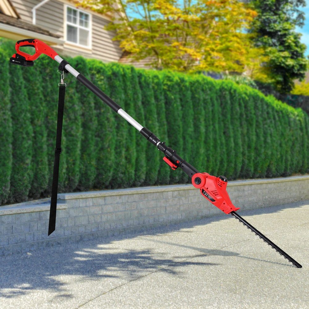 Giantz Electric Cordless Extendable Hedge Trimmer with Adjustable Head and Double-Sided Blade