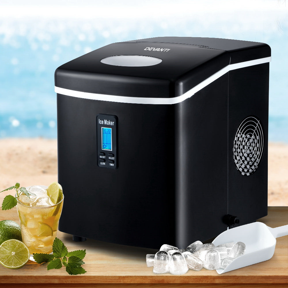 DEVANTI 3.2L Portable Ice Cube Maker Machine Benchtop Counter Black