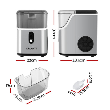 Devanti 15kg Nugget Ice Maker Machine - Quick & Compact Ice Production