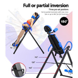 Everfit Inversion Table Gravity Exercise Inverter Back Stretcher Home Gym Blue - Rear View