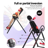 Everfit Inversion Table Gravity Exercise Inverter Back Stretcher Home Gym Black - 45-Degree Angle