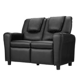 Keezi Kids Recliner Chair Double PU Leather Sofa Lounge Couch Armchair Black