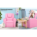 Keezi Kids Recliner Chair PU Leather Sofa Lounge Couch Children Armchair Pink