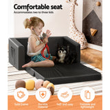 Keezi Kids Sofa 2 Seater Children Flip Open Couch PU Leather Armchair Black