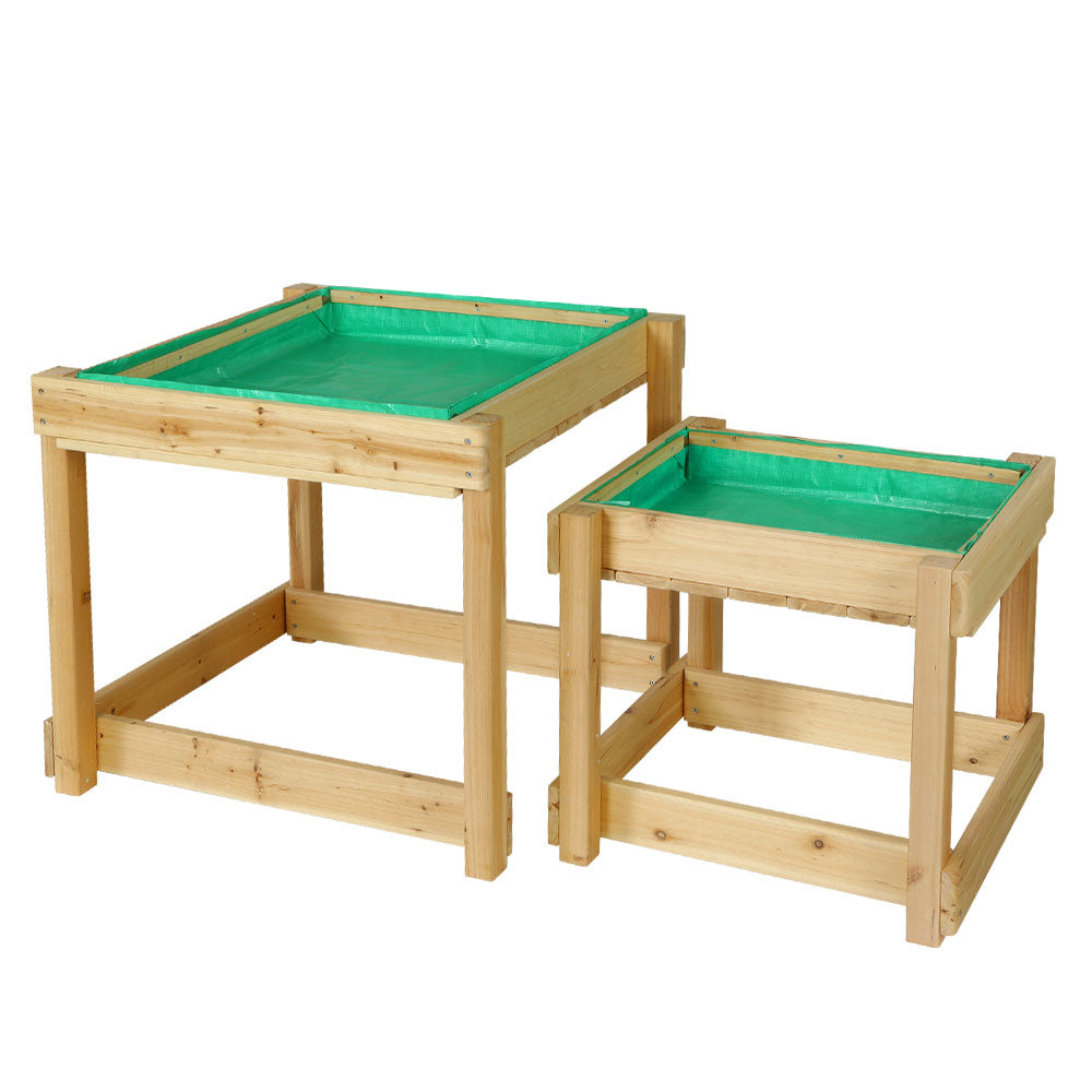 Keezi Kids Outdoor Play Set: Wooden Sandpit and Water Table Combo - 101cm