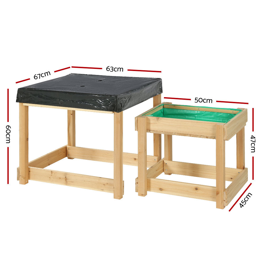 Keezi Kids Outdoor Play Set: Wooden Sandpit and Water Table Combo - 101cm