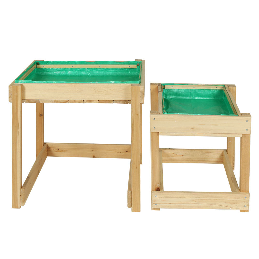 Keezi Kids Outdoor Play Set: Wooden Sandpit and Water Table Combo - 101cm