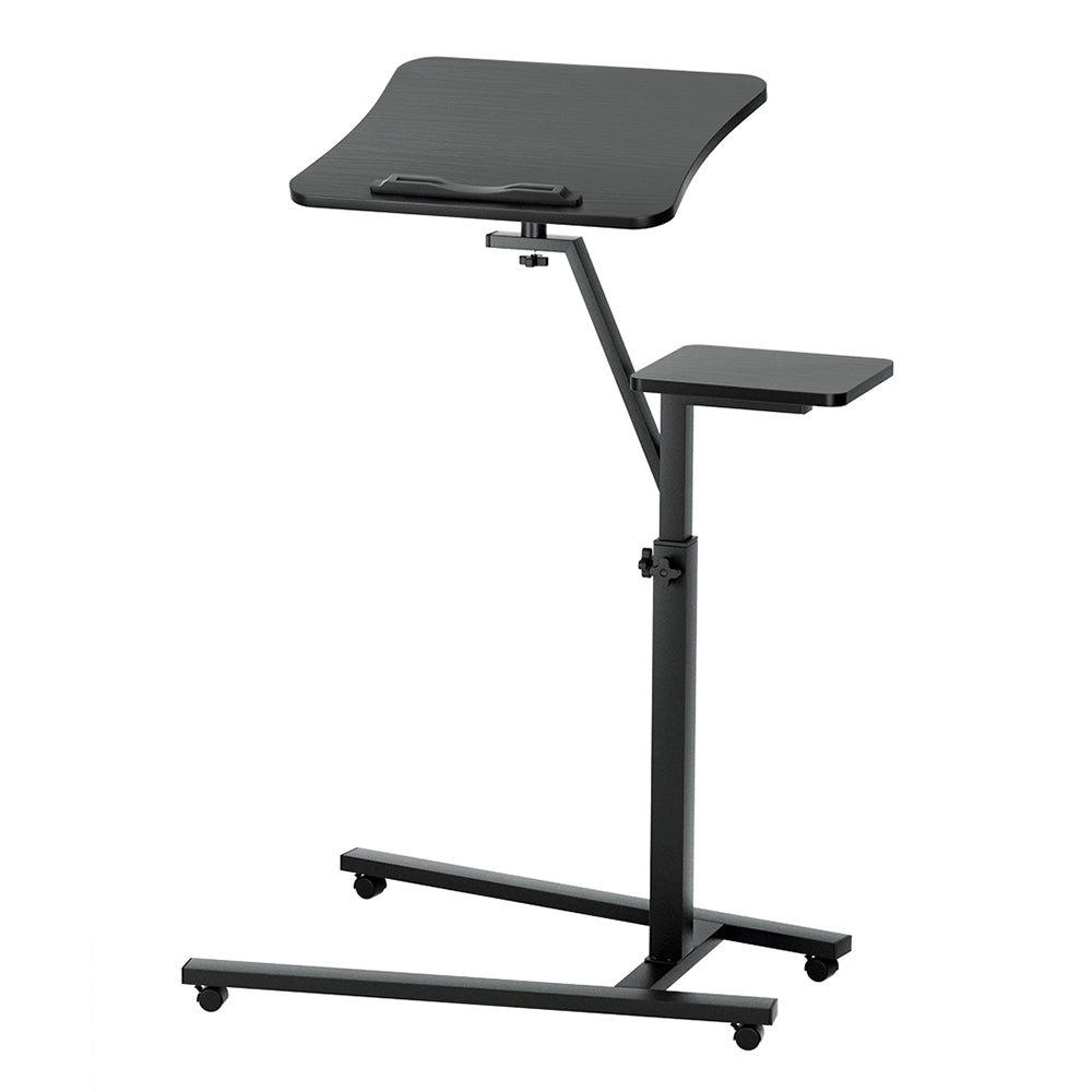 Height Adjustable Mobile Laptop Desk with Tiltable Mouse Board - Black