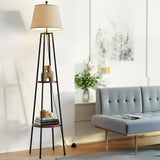 Artiss Modern LED Floor Lamp with Adjustable 2-Tier Shelf for Home Décor