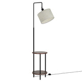 Modern Adjustable LED Floor Lamp with 2-Tier Shelf Storage and Tripod Design