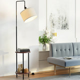 Modern Adjustable LED Floor Lamp with 2-Tier Shelf Storage and Tripod Design