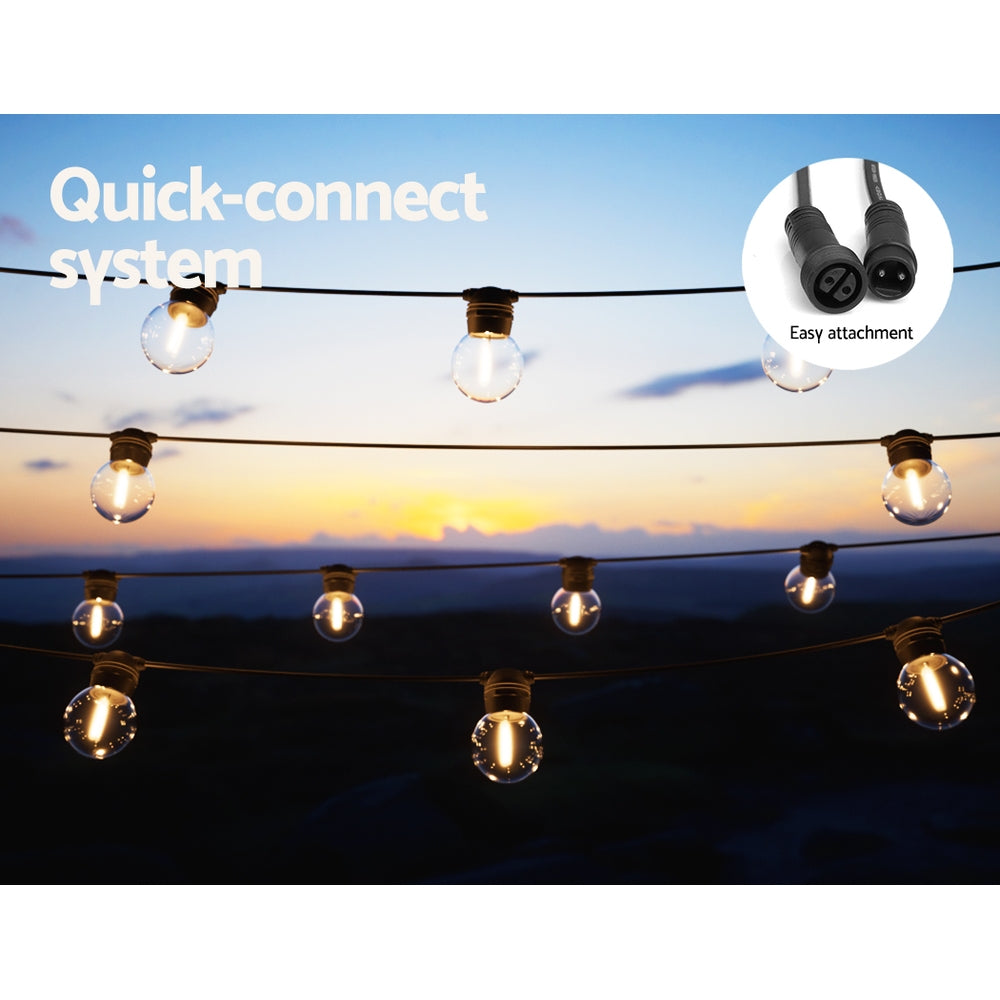 23m Solar-Powered LED Festoon String Lights for Outdoor Weddings, Parties, and Home Decor