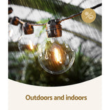 17m Solar-Powered LED Festoon String Lights for Outdoor Events and Celebrations