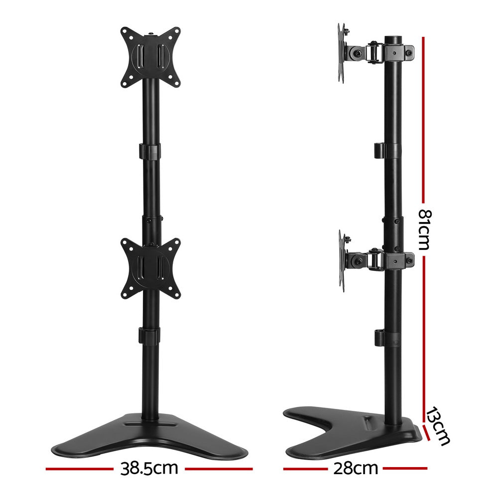 Artiss Dual Monitor Arm Stand - Adjustable Freestanding Bracket for 17-32" HD LED TVs