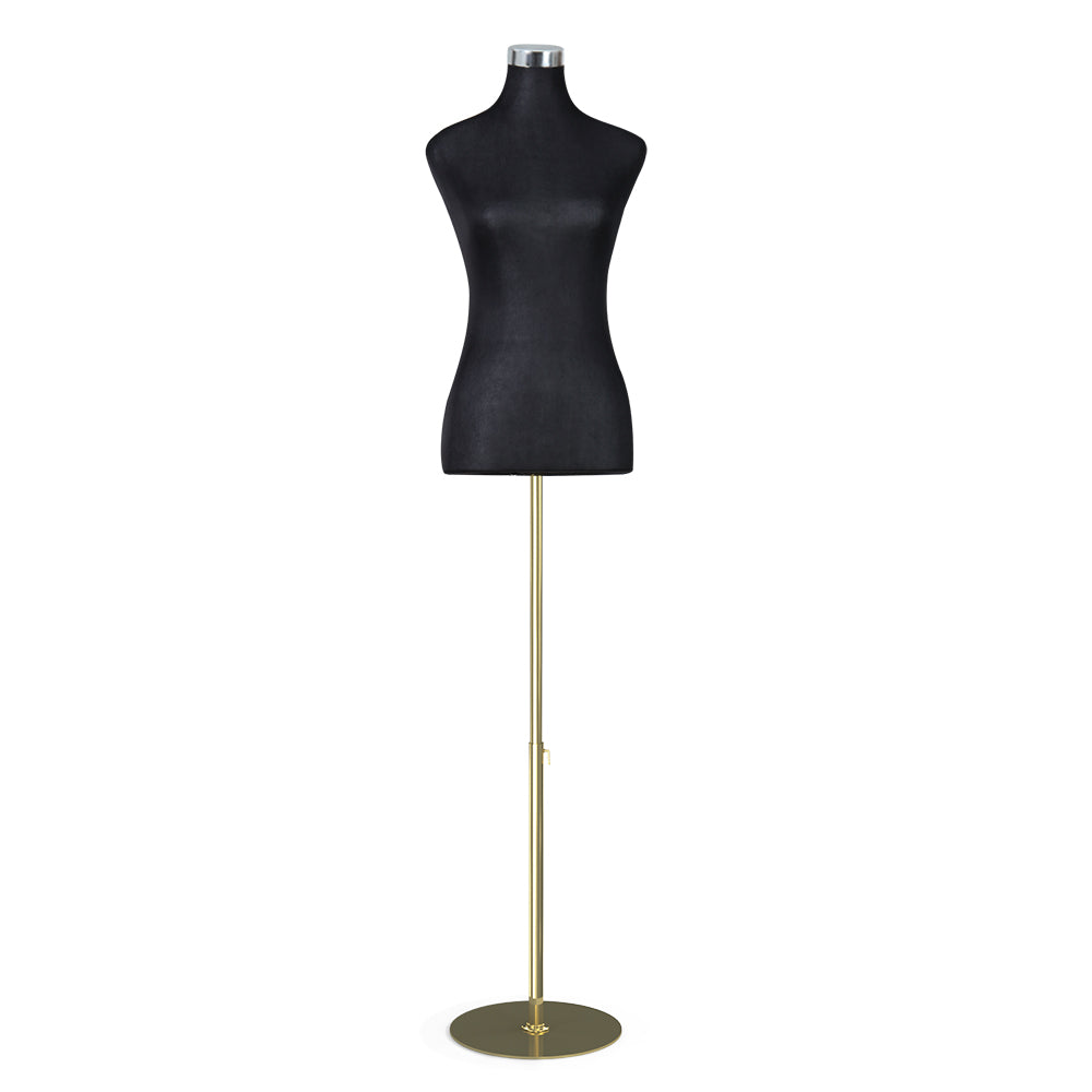 Versatile Black Female Dressmaking Mannequin with Adjustable Height and Detachable Base