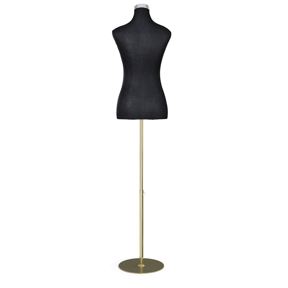 Versatile Black Female Dressmaking Mannequin with Adjustable Height and Detachable Base