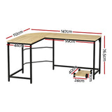 Artiss Computer Desk L-Shape CPU Stand Oak 147CM