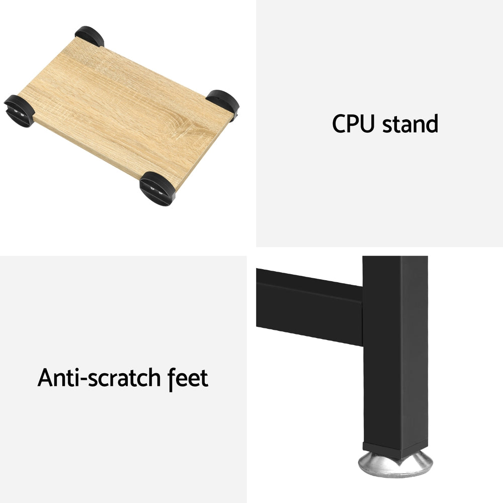 Artiss Computer Desk L-Shape CPU Stand Oak 147CM