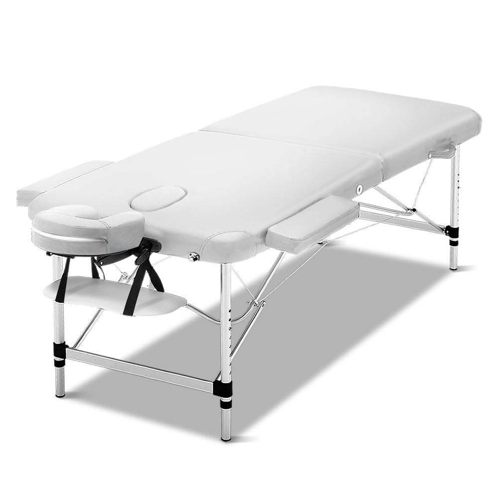 Zenses Massage Table 75cm Portable 2 Fold Aluminium Beauty Bed White