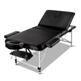 Zenses Massage Table 80cm Portable 3 Fold Aluminium Beauty Bed Black