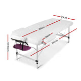 Zenses Massage Table 75cm Portable 3 Fold Aluminium Beauty Bed Violet