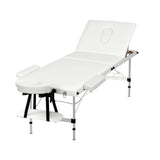 Zenses Massage Table 65cm Portable 3 Fold Aluminium Beauty Bed White