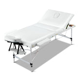 Zenses Massage Table 75cm Portable 3 Fold Aluminium Beauty Bed White