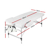 Zenses Massage Table 75cm Portable 3 Fold Aluminium Beauty Bed White