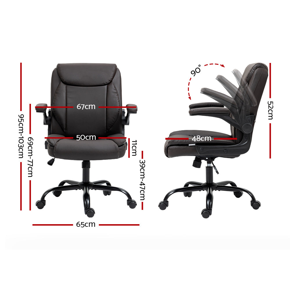 Artiss Executive Office Chair Mid Back Ash Black