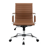 Artiss Office Chair Conference Chairs PU Leather Mid Back Brown