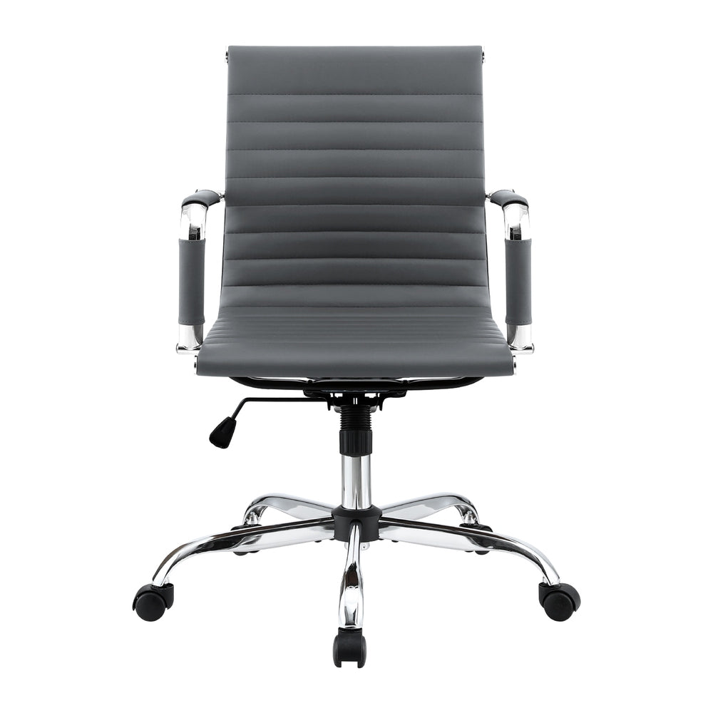 Artiss Office Chair Conference Chairs PU Leather Mid Back Grey