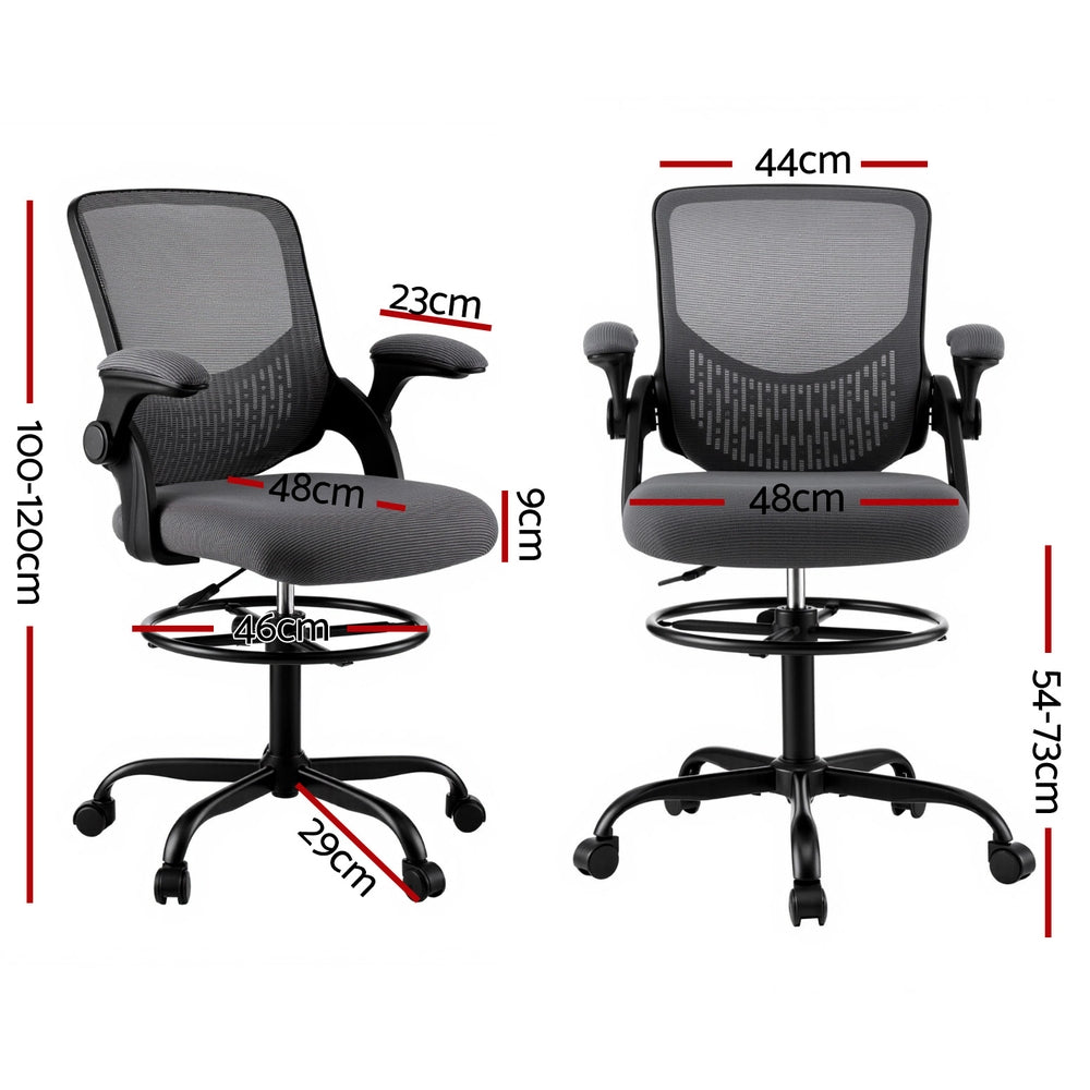 Artiss Office Chair Drafting Chairs Stool Computer Desk Studios Mesh Grey