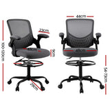 Artiss Office Chair Drafting Chairs Stool Computer Desk Studios Mesh Grey - Big Image