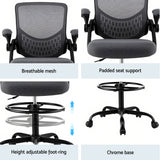 Artiss Office Chair Drafting Chairs Stool Computer Desk Studios Mesh Grey - Extra Image