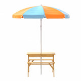 Keezi Kids Picnic Table and Chair Set with Adjustable Umbrella and Storage Boxes for Outdoor Fun