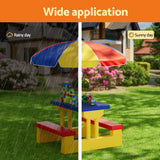 Keezi Kids Colorful Picnic Table and Chair Set with Adjustable Umbrella for Indoor/Outdoor Fun