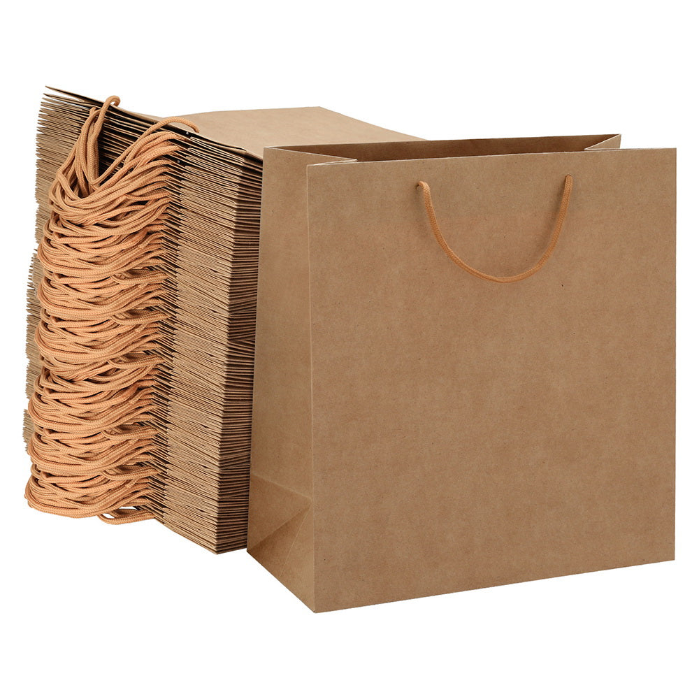 100-Piece Reusable Kraft Paper Gift and Shopping Bags - Durable Brown Packing Solution