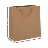 100-Piece Reusable Kraft Paper Gift and Shopping Bags - Durable Brown Packing Solution