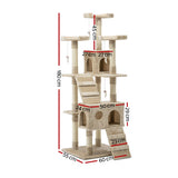 i.Pet Cat Tree 180cm Tower Scratching Post Scratcher Wood Condo House Toys Beige