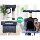 i.Pet Cat Tree 141cm Tower Scratching Post Scratcher Condo Wood House Bed Grey