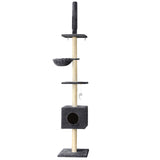 i.Pet Cat Tree 260cm Tower Scratching Post Scratcher Floor to Ceiling Cats Bed Dark Grey