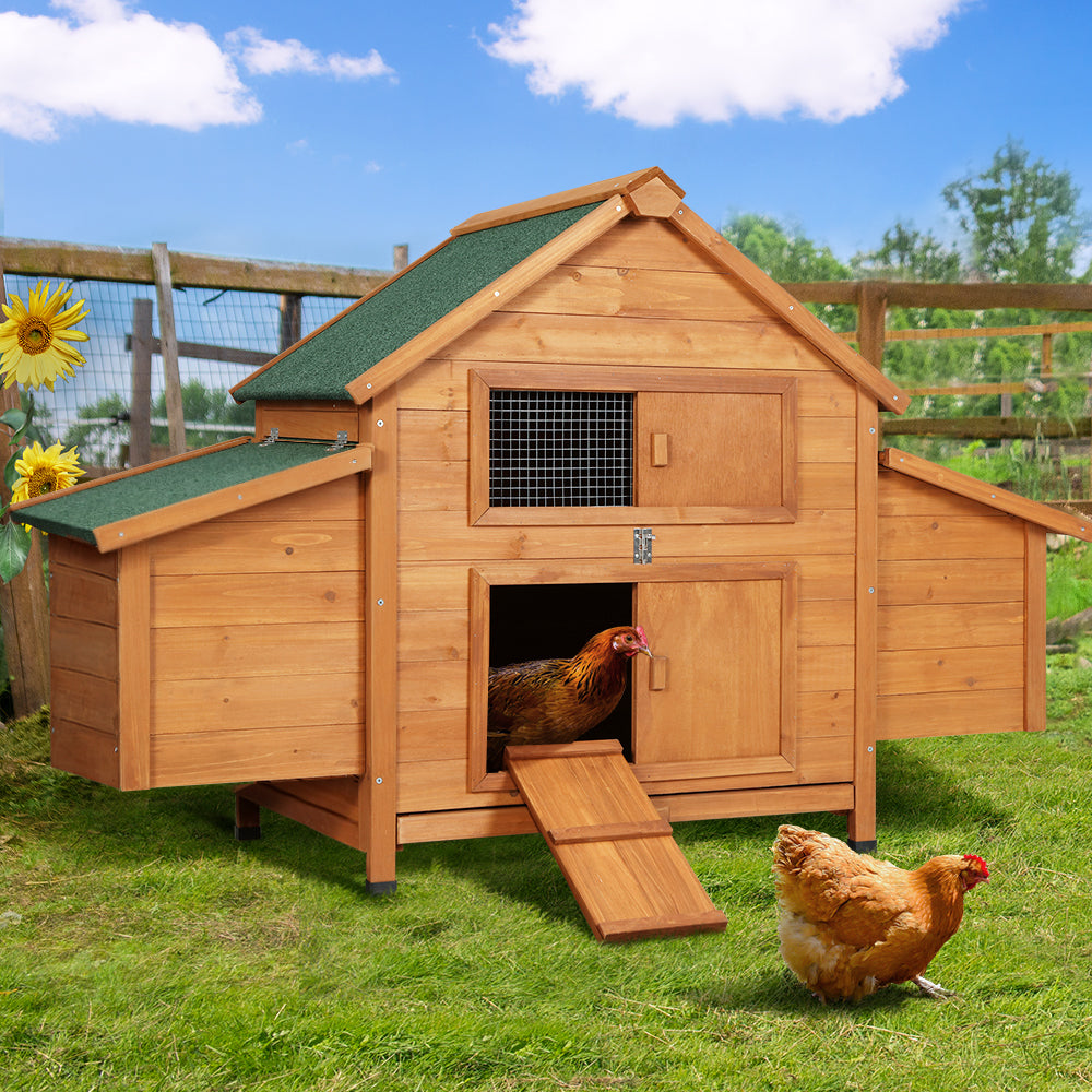 i.Pet Chicken Coop Rabbit Hutch 150cm x 68cm x 96cm Large House Run Cage Wooden Outdoor Pet Enclosure