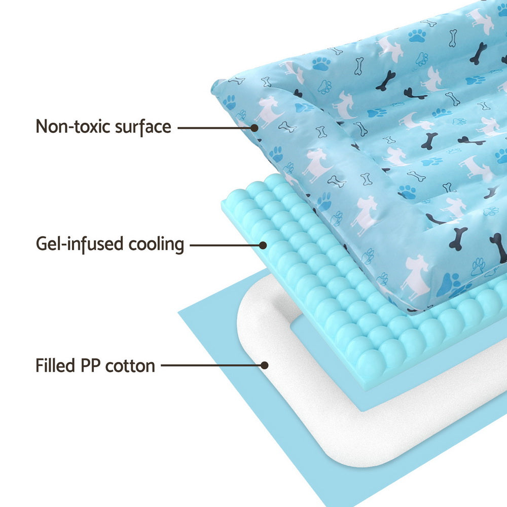 i.Pet Self-Cooling Gel Mat for Dogs and Cats - Large Summer Blue Pet Bed