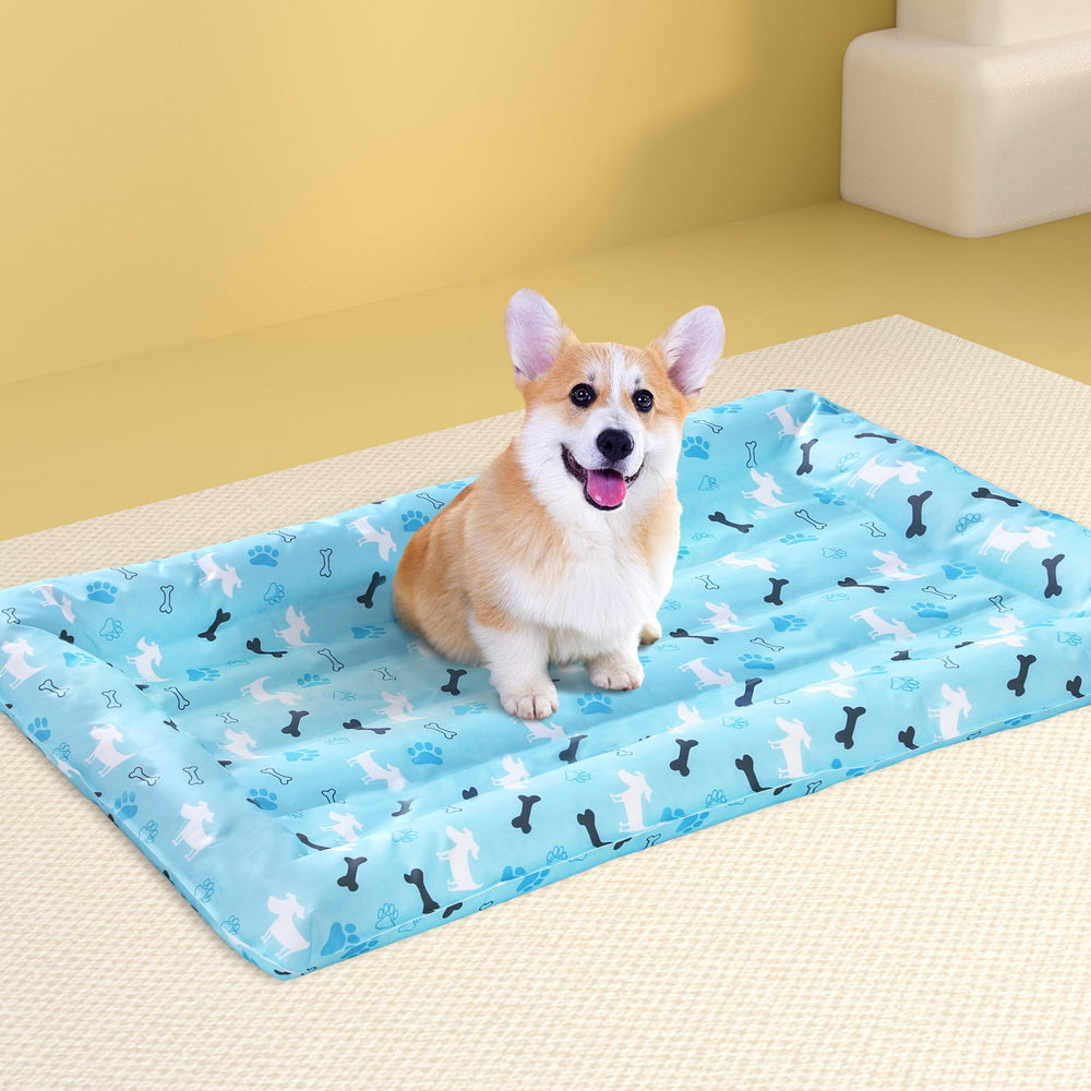 i.Pet Self-Cooling Gel Mat for Dogs and Cats - Large Summer Blue Pet Bed