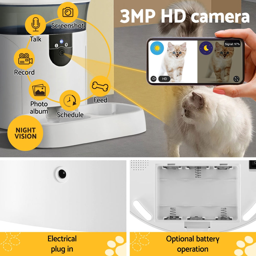 i.Pet Smart WiFi Pet Feeder with HD Camera and App Control - 7L Automatic Food Dispenser