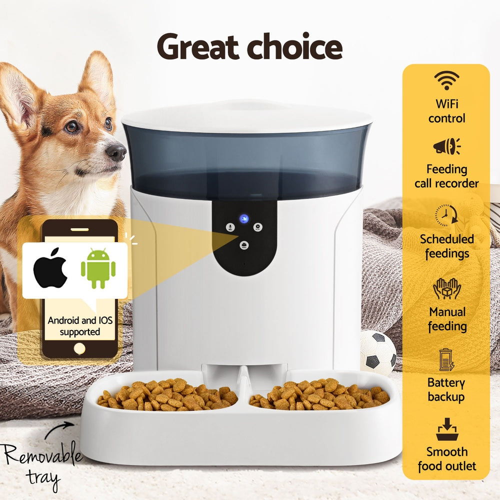 i.Pet WiFi-Enabled Automatic Pet Feeder for Dogs and Cats - 7L Smart Food Dispenser with Timer and Voice Recording