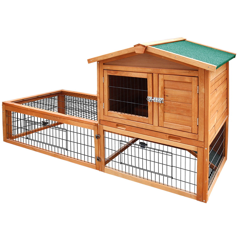 i.Pet Chicken Coop 155cm x 49cm x 90cm Rabbit Hutch Large Run Wooden Cage House Outdoor